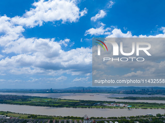 A photo is showing the Nanjing sky view as Typhoon Kaemi is approaching in Nanjing, China, on July 25, 2024. (