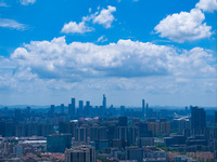 A photo is showing the Nanjing sky view as Typhoon Kaemi is approaching in Nanjing, China, on July 25, 2024. (