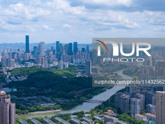 A photo is showing the Nanjing sky view as Typhoon Kaemi is approaching in Nanjing, China, on July 25, 2024. (