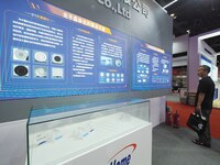 Visitors are visiting ''Fiber Solutions for Fiber Lasers'' at the ''Fifth World Photonics Congress 2024'' in Beijing, China, on July 25, 202...