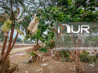 Plastic wastes are being left beside the river in Marikina City, Philippines, on July 25, 2024, after the massive flood in Metro Manila due...