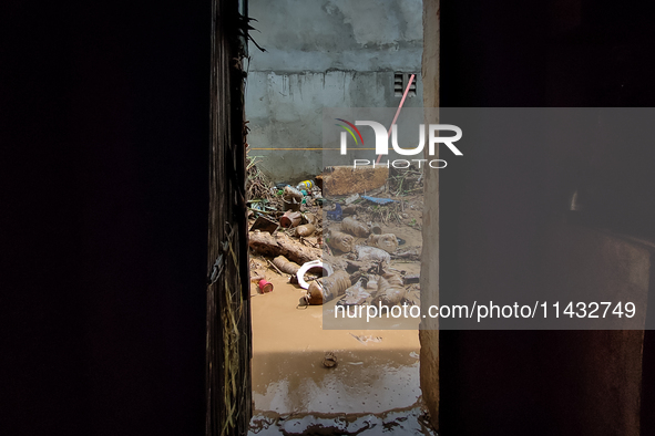 Plastic wastes are being left beside the river in Marikina City, Philippines, on July 25, 2024, after the massive flood in Metro Manila due...