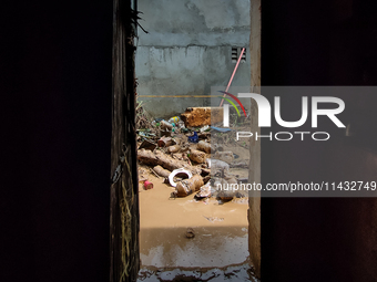 Plastic wastes are being left beside the river in Marikina City, Philippines, on July 25, 2024, after the massive flood in Metro Manila due...