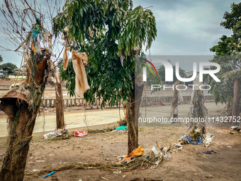 Plastic wastes are being left beside the river in Marikina City, Philippines, on July 25, 2024, after the massive flood in Metro Manila due...