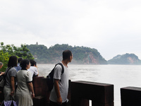 Tourists are visiting the Leshan Giant Buddha scenic spot in Leshan, China, on July 25, 2024. (