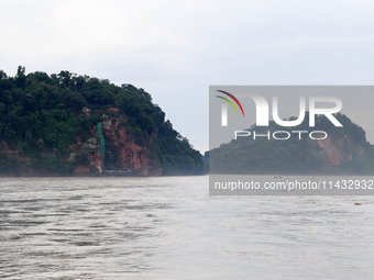 Tourists are visiting the Leshan Giant Buddha scenic spot in Leshan, China, on July 25, 2024. (