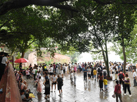 Tourists are visiting the Leshan Giant Buddha scenic spot in Leshan, China, on July 25, 2024. (