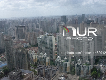 Dark clouds are forming above the sky in Shanghai, China, on July 25, 2024, as Typhoon Gaemi is heading toward China (