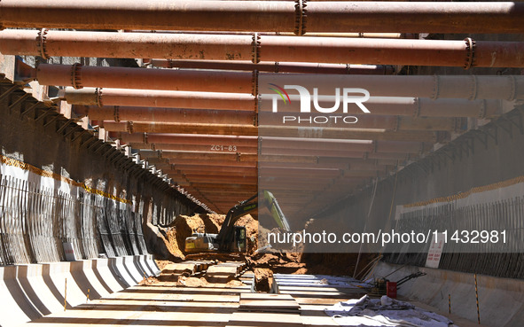 A photo taken on July 25, 2024, is showing the Changbei Airport station of the Changjiu section of the Beijing-Hong Kong high-speed railway...