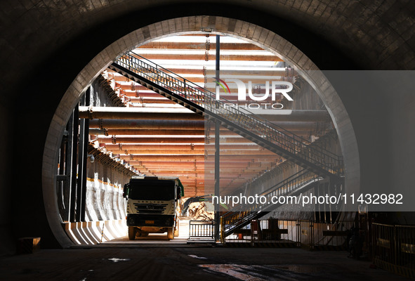 A photo taken on July 25, 2024, is showing the Changbei Airport station of the Changjiu section of the Beijing-Hong Kong high-speed railway...