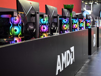 AMD is showcasing their stand at ChinaJoy 2024 in Shanghai, China, on July 25, 2024. (