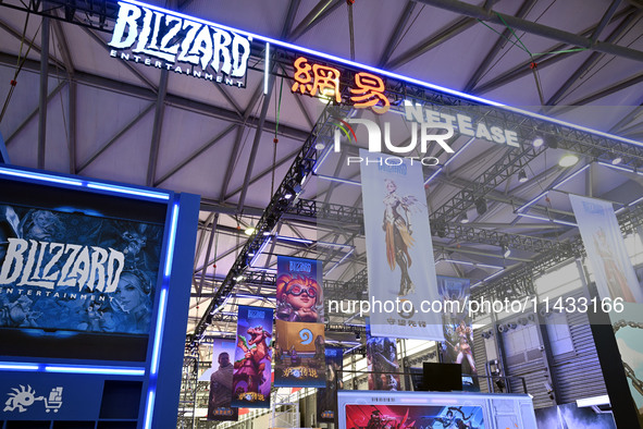 Blizzard x NetEase booth is appearing at ChinaJoy 2024 in Shanghai, China, on July 25, 2024. 