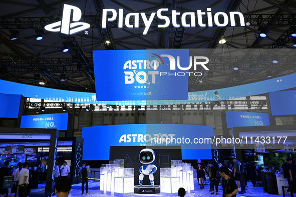 The SONY PlayStation booth is appearing at ChinaJoy 2024 in Shanghai, China, on July 25, 2024. 