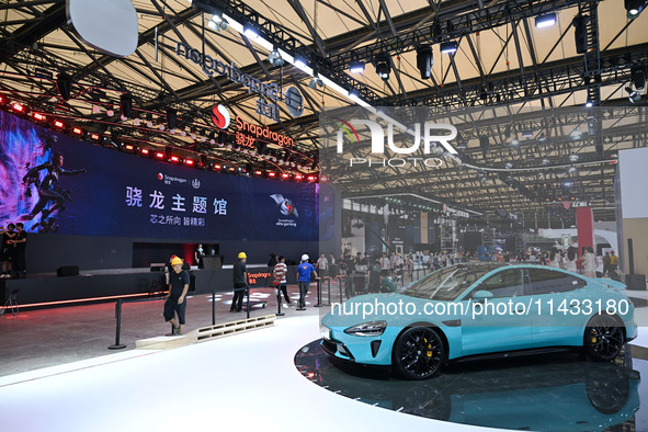 The Snapdragon Theme Pavilion and Xiaomi Auto booth are being showcased at ChinaJoy 2024 in Shanghai, China, on July 25, 2024. 