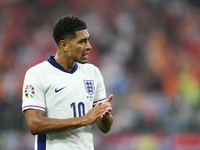 Jude Bellingham attacking midfield of England and Real Madrid during the UEFA EURO 2024 semi-final match between Netherlands and England at...