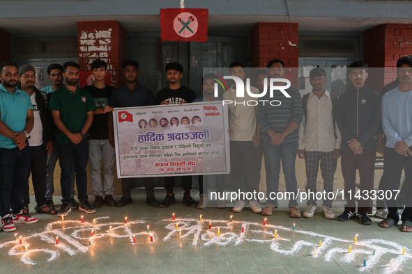 The student wing of the ruling Nepali Congress, the Nepal Student Union, is holding a candlelight vigil in memory of the victims of Wednesda...