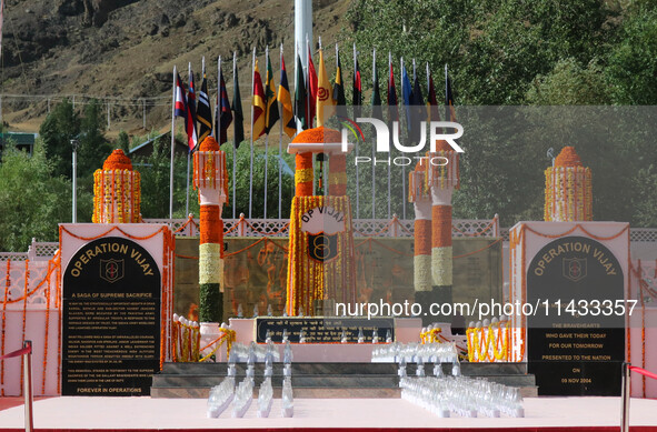 A view is showing the war memorial during the ''Vijay Diwas'' or Victory Day celebration in Drass, about 160 km (99 miles) east of Srinagar,...