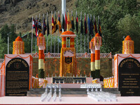 A view is showing the war memorial during the ''Vijay Diwas'' or Victory Day celebration in Drass, about 160 km (99 miles) east of Srinagar,...