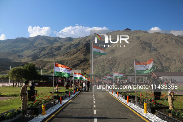 A view is showing the war memorial during the ''Vijay Diwas'' or Victory Day celebration in Drass, about 160 km (99 miles) east of Srinagar,...