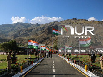 A view is showing the war memorial during the ''Vijay Diwas'' or Victory Day celebration in Drass, about 160 km (99 miles) east of Srinagar,...