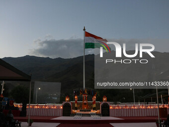 A view is showing the illuminated war memorial during the ''Vijay Diwas'' or Victory Day celebration in Drass, about 160 km (99 miles) east...