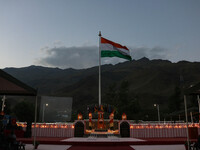 A view is showing the illuminated war memorial during the ''Vijay Diwas'' or Victory Day celebration in Drass, about 160 km (99 miles) east...