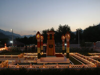 A view is showing the illuminated war memorial during the ''Vijay Diwas'' or Victory Day celebration in Drass, about 160 km (99 miles) east...