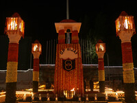 A view is showing the illuminated war memorial during the ''Vijay Diwas'' or Victory Day celebration in Drass, about 160 km (99 miles) east...