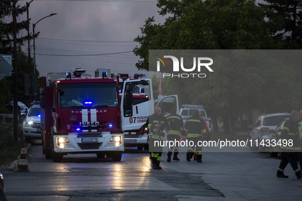 An explosion and fire are occurring in firework warehouses near the village of Elin Pelin Station, 30 kilometers from Sofia, Bulgaria, on Ju...