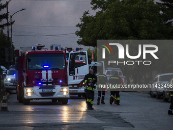 An explosion and fire are occurring in firework warehouses near the village of Elin Pelin Station, 30 kilometers from Sofia, Bulgaria, on Ju...