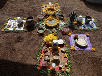 A view is showing an offering for a pre-Hispanic ceremony to Mother Earth during the presentation of the strategic project for the conservat...