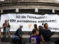 Several hundred people are gathering at Place de la Republique, in Paris, France, on July 25, 2024, to denounce the social and environmental...