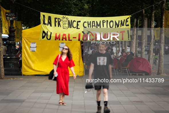 Several hundred people are gathering at Place de la Republique, in Paris, France, on July 25, 2024, to denounce the social and environmental...