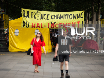 Several hundred people are gathering at Place de la Republique, in Paris, France, on July 25, 2024, to denounce the social and environmental...