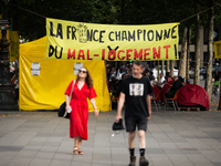 Several hundred people are gathering at Place de la Republique, in Paris, France, on July 25, 2024, to denounce the social and environmental...