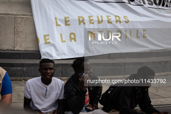 Several hundred people are gathering at Place de la Republique, in Paris, France, on July 25, 2024, to denounce the social and environmental...