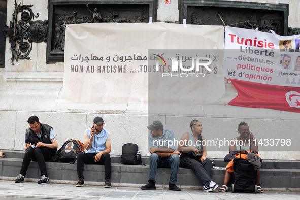 Several hundred people are gathering at Place de la Republique, in Paris, France, on July 25, 2024, to denounce the social and environmental...