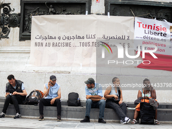 Several hundred people are gathering at Place de la Republique, in Paris, France, on July 25, 2024, to denounce the social and environmental...