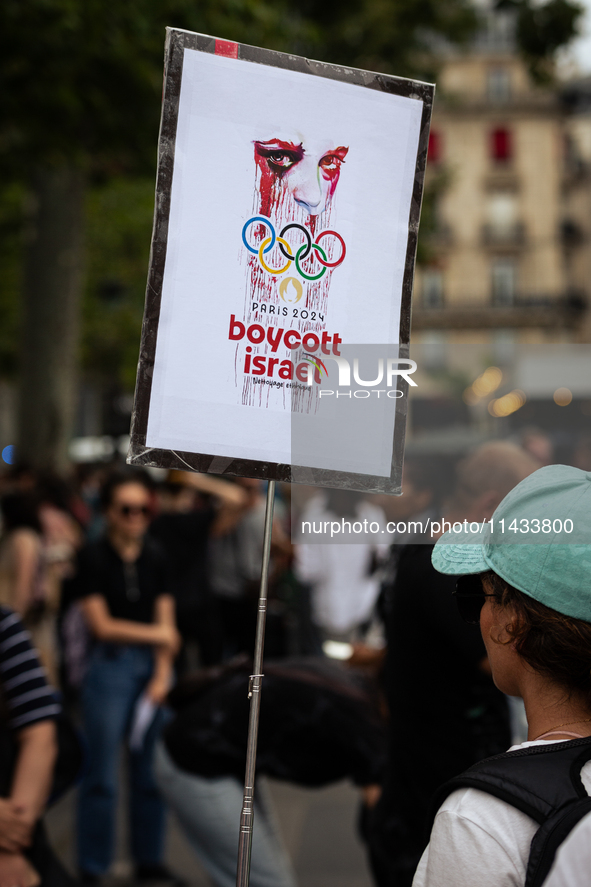 Several hundred people are gathering at Place de la Republique, in Paris, France, on July 25, 2024, to denounce the social and environmental...