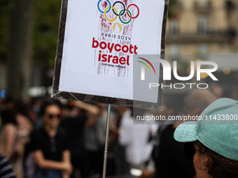 Several hundred people are gathering at Place de la Republique, in Paris, France, on July 25, 2024, to denounce the social and environmental...