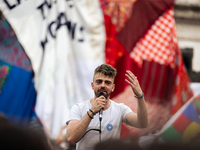 Several hundred people are gathering at Place de la Republique, in Paris, France, on July 25, 2024, to denounce the social and environmental...