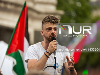 Several hundred people are gathering at Place de la Republique, in Paris, France, on July 25, 2024, to denounce the social and environmental...