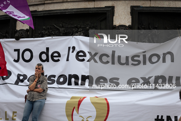 Several hundred people are gathering at Place de la Republique, in Paris, France, on July 25, 2024, to denounce the social and environmental...