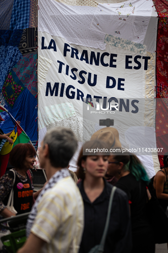 Several hundred people are gathering at Place de la Republique, in Paris, France, on July 25, 2024, to denounce the social and environmental...