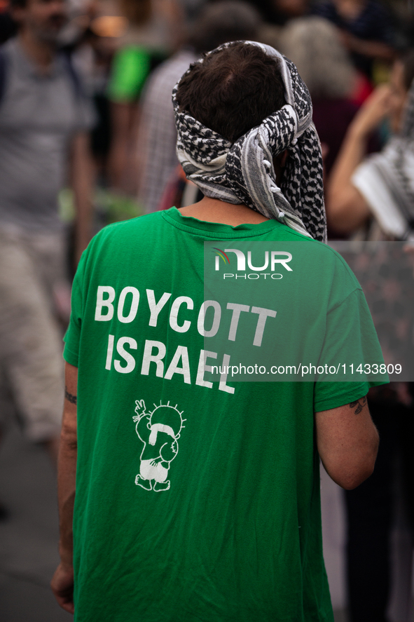 Several hundred people are gathering at Place de la Republique, in Paris, France, on July 25, 2024, to denounce the social and environmental...