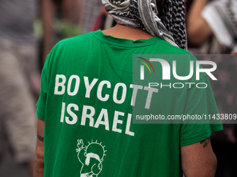 Several hundred people are gathering at Place de la Republique, in Paris, France, on July 25, 2024, to denounce the social and environmental...