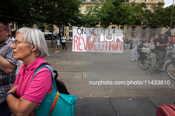 Several hundred people are gathering at Place de la Republique, in Paris, France, on July 25, 2024, to denounce the social and environmental...