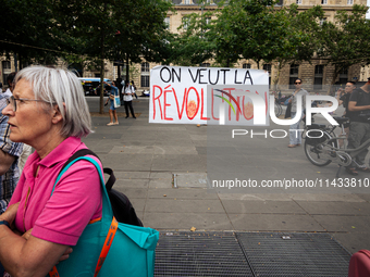 Several hundred people are gathering at Place de la Republique, in Paris, France, on July 25, 2024, to denounce the social and environmental...