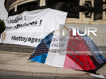 Several hundred people are gathering at Place de la Republique, in Paris, France, on July 25, 2024, to denounce the social and environmental...