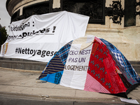 Several hundred people are gathering at Place de la Republique, in Paris, France, on July 25, 2024, to denounce the social and environmental...